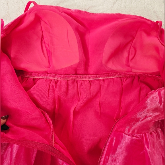 Windsor NWT Spaghetti Strap Chiffon Mini Dress Small Hot Pink - Picture 15 of 17